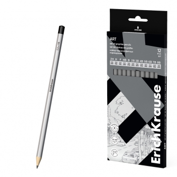 Карандаши набор 12 шт ArtBerry ч/гр. (2H,H,F,HB,B,2B,3B,4B,5B,6B,7B,8B), шестигранные арт.56081
