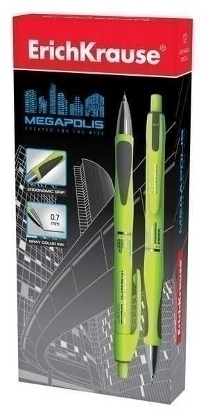 Карандаш автоматический 0.7мм ErichKrause MEGAPOLIS CONCEPT неоновый корпус, резин. вставки, мет. наконечник арт.44588
