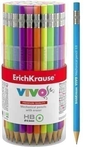 Карандаш автоматический 0.5мм ErichKrause VIVO, ластик, корпус ассорти арт.45023 Карандаш автоматический 0.5мм ErichKrause VIVO, ластик, корпус ассорти арт.45023