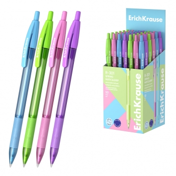 Ручка шариковая автоматическая ErichKrause R-301 MaticGrip Spring, 0.7мм, синяя арт.58091