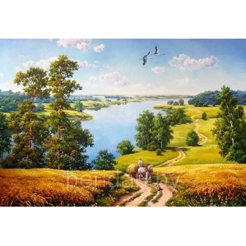 Набор для рисования по номерам, картина 40х50 см Летний пейзаж (холст на раме, акриловые краски, 3 кисти) арт.VP10