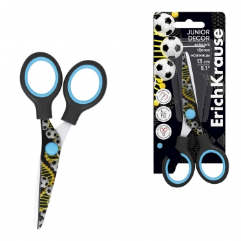 Ножницы ErichKrause Junior Decor Sport DNA, с принтом на лезвиях, 13см (в блистере по 1 шт.) арт.60490