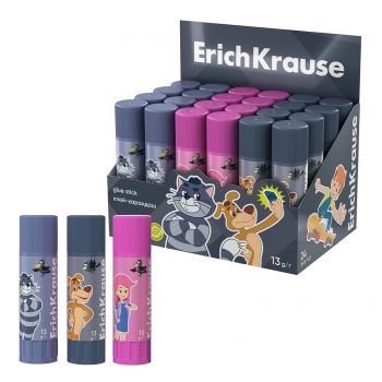 Клей-карандаш ErichKrause EasyStick Простоквашино 13г., ассорти, в карт. дисплее арт.60499