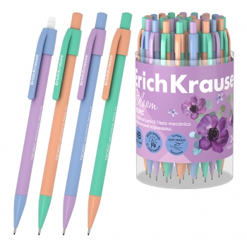 Карандаш механический ErichKrause Tropic Pastel Bloom 0.5 мм, НВ (в тубусе по 24 шт.) арт.60748