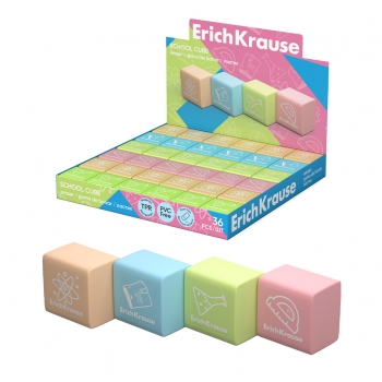 Ластик ErichKrause School cube ассорти арт.60771
