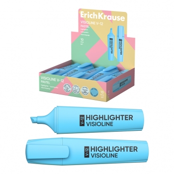 Маркер-выделитель ErichKrause V-12 Pastel, ГОЛУБОЙ  арт.60806