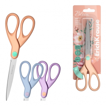 Ножницы ErichKrause Unity Pastel Bloom, 18 см, ассорти  ( в блистере по 1 шт ) арт.60846