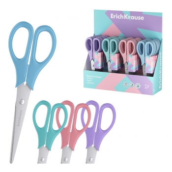 Ножницы ErichKrause EasyCut Pastel, 17 см, ассорти  (в дисплее по 24 шт.) арт.60874