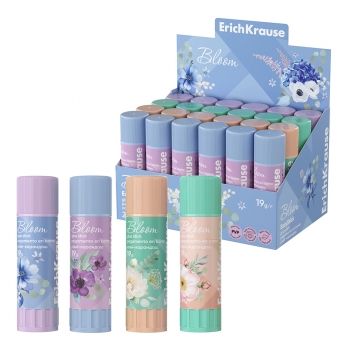 Клей-карандаш ErichKrause EasyStick Pastel Bloom, 19г, ассорти (в коробке-дисплее по 24 шт.) арт.60914
