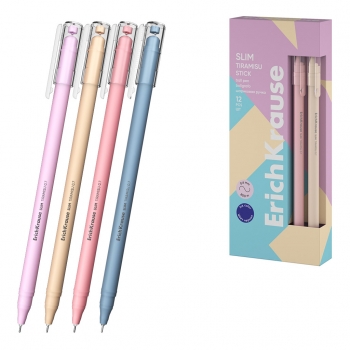 Ручка шариковая ErichKrause Slim Stick Tiramisu, 0.7, игольч.узел, синяя арт.61045