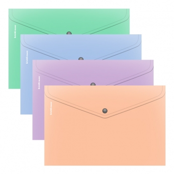 Папка-конверт А4 на кнопке ErichKrause Matt Pastel Bloom, 180мкм, непрозрачная, ассорти арт.61141