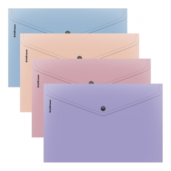 Папка-конверт А4 на кнопке ErichKrause Soft Manga, 180мкм, непрозрачная, ассорти арт.61145