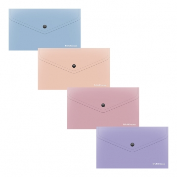 Папка-конверт С6 (225*130) на кнопке ErichKrause Soft Manga, 180мкм,  непрозрачная, ассорти арт.61148