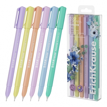 Набор из 6 ручек гелевых ErichKrause Paradise Stick Pastel Bloom 0.5, цвет чернил ассорти (в пэт-боксе) арт.61311