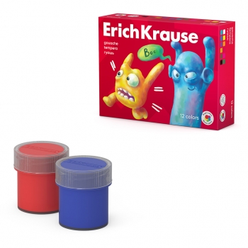 Гуашь ErichKrause Jolly Friends 12 цветов по 20 мл арт.61415