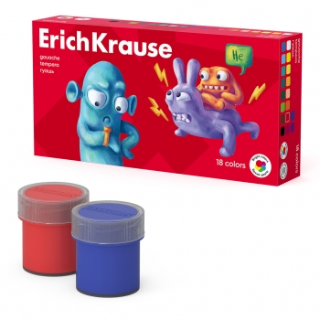 Гуашь ErichKrause Jolly Friends 18 цветов по 20 мл  арт.61416