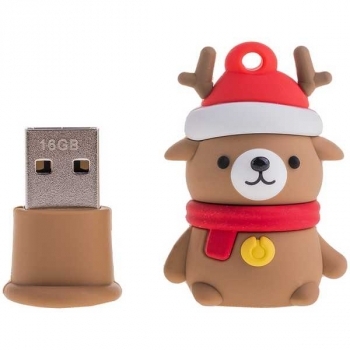Карта памяти USB (флэш-накопитель) 16Gb Smartbuy Wild series Медведь(новогодний) USB 2.0 Flash Drive арт.SB16GBCaribou