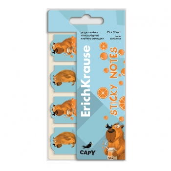 Клейкие закладки бумажные ErichKrause Happy Capy, 25X67 мм, 80 листов арт.61590