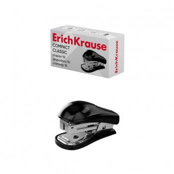 Мини-степлер №10 ErichKrause Compact Classic до 15 листов, черный (в коробке по 1 шт.) арт.61733
