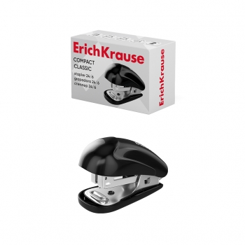 Мини-степлер №24/6, 26/6  ErichKrause Compact Classic до 20 листов, черный (в коробке по 1 шт.) арт.61735