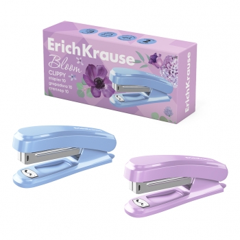 Степлер №10 ErichKrause Clippy Pastel Bloom до 15 листов,ассорти (в коробке по 1 шт.) арт.61740