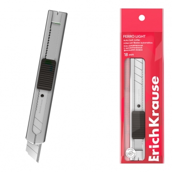Нож канцелярский ErichKrause Ferro Light, с автоматической фиксацией лезвия, 18 мм (в пакете по 1 шт.) арт.62754