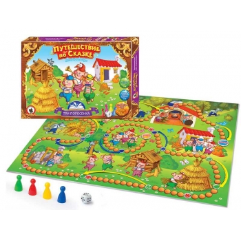 Игра настольная    Русский стиль  ходилка Путешествие по сказке.Три поросенка,420*594мм,картонная коробка,3+ арт.03040