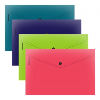 Папка-конверт А4 на кнопке ErichKrause Soft Reef, 180мкм, непрозрачная, ассорти арт.62956