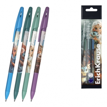 Набор из 4 ручек шариковых ErichKrause R-301 Stick Magic Pet 0.7, цвет чернил синий (в пакете) арт.63073