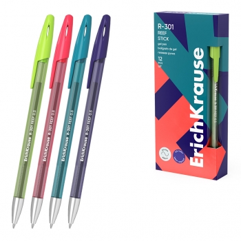 Ручка гелевая ErichKrause R-301 Gel Stick Reef 0.5, цвет чернил синий (в коробке по 12 шт.) арт.63136