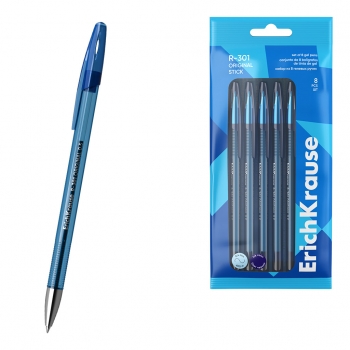 Набор из 8 ручек гелевых ErichKrause R-301 Gel Stick Original 0.5, цвет чернил синий (в пакете) арт.63138