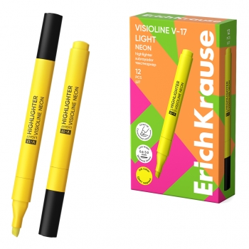 Текстмаркер ErichKrause Visioline V-17 light Neon, цвет чернил желтый (в коробке по 12 шт.) арт.63556