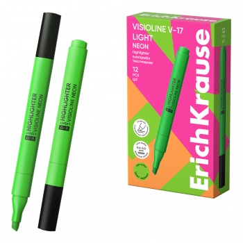 Текстмаркер ErichKrause Visioline V-17 light Neon, цвет чернил зеленый (в коробке по 12 шт.) арт.63557
