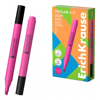Текстмаркер ErichKrause Visioline V-17 light Neon, цвет чернил розовый (в коробке по 12 шт.) арт.63558
