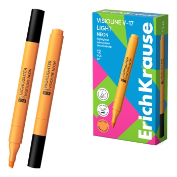 Текстмаркер ErichKrause Visioline V-17 light Neon, цвет чернил оранжевый (в коробке по 12 шт.) арт.63559