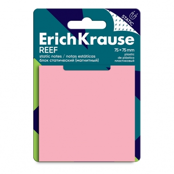 Блок статический (магнитный) ErichKrause REEF, 75х75 мм, 50 листов, розовый арт.63602