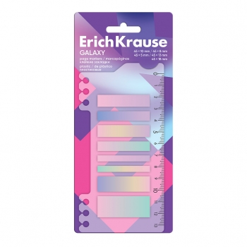 Клейкие закладки пластиковые ErichKrause Galaxy, 45Х10 мм, 45Х8 мм, 45Х5 мм, 45Х13 мм,45Х18 мм, 160 листов арт.63664