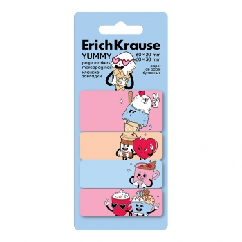 Клейкие закладки бумажные ErichKrause Yummy, 60x20 мм, 60x30 мм, 80 листов арт.63670
