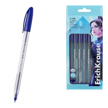 Набор из 8 ручек шариковых ErichKrause U-108 Stick Classic 1.0, Ultra Glide Technology, цвет чернил синий (в пакете) арт
