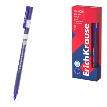 Ручка гелевая ErichKrause G-Note Stick Classic 0.5, цвет чернил синий (в коробке по 12 шт.) арт.63689