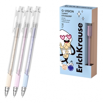 Ручка гелевая ErichKrause G-Vision StickGrip Yummy 0.5, цвет чернил синий (в коробке по 12 шт.) арт.63691