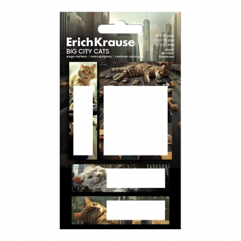 Клейкие закладки бумажные ErichKrause Big City Cats, 70X52 мм, 20X70 мм, 70X20 мм, 80 листов арт.63794