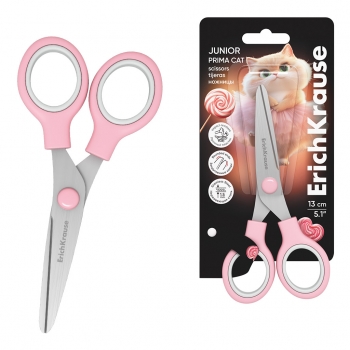 Ножницы ErichKrause Junior Prima Cat, 13см, розовый (в блистере по 1 шт.) арт.65000