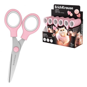 Ножницы ErichKrause Junior Prima Cat, 13см, розовый (в коробке-дисплее по 18 шт.) арт.65001