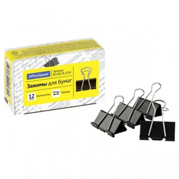 Зажим метал. для бумаг (1,9см) OfficeSpace, черный арт.BCLBL19_1234
