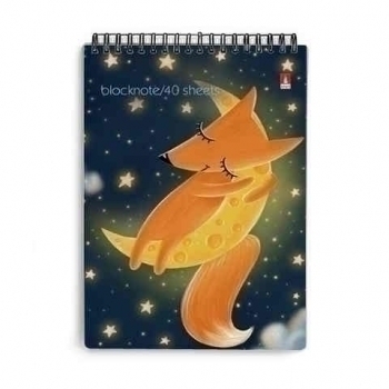 Блокнот А7 40л на гребне  Волшебные лисы в клетку, ассорти 5 видов арт.3-40-250