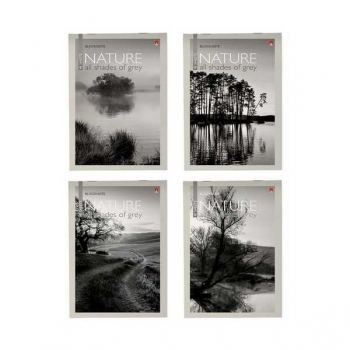 Блокнот А5 40л на скрепке Природа в клетку, ассорти 4 вида арт.3-40-499