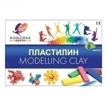 Пластилин Классика  8 цветов, 160г, со ст. арт.12С 867-08 Пластилин Классика  8 цветов, 160г, со ст. арт.12С 867-08