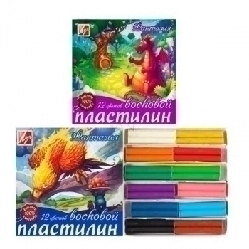 Пластилин Фантазия 12 цветов, 180г, со ст., мягкий (восковой) арт.25С 1523-08