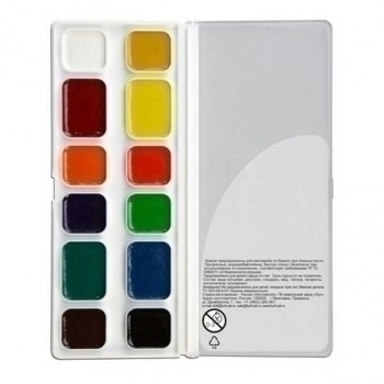 Акварель ZOO, 12цв, б/к, медовая, в пластмассовой уп. с прозр. крышкой арт.19С 1249-08